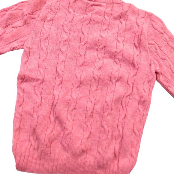 Vintage 1940s-1950s Pink Cable Knit 100% Wool Cardigan Sweater - Picture 6 of 7